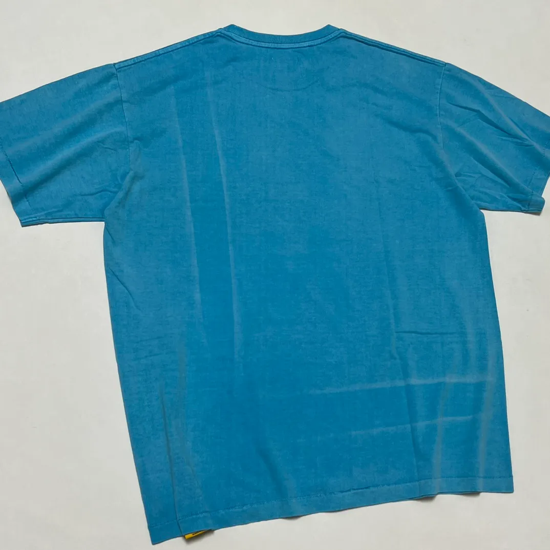 GALLERY DEPT. VINTAGE LOGO PAINTED TEE/Turquoise washed and distressed VINTAGE LOGO retro English pocket short sleeves lake blue S-XL ready-to-wear dyeing, hand-sewn and smeared with horseradish and fried with salt, very heavy industry, manufacturing dark and light fading technology, hand-splashed ink graffiti, genuine acrylic material